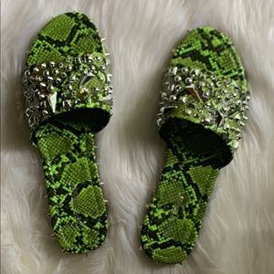 Green snake spike sandal